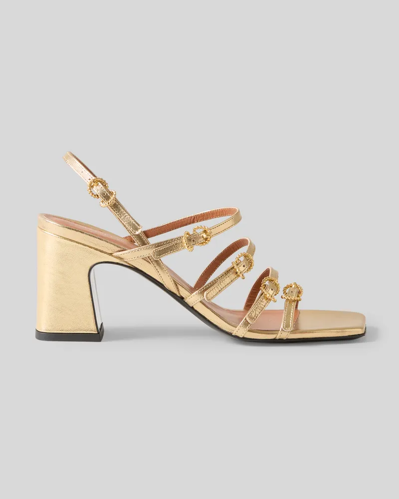 Claudie Pierlot Absatzsandalen aus Metallic-Leder Gold