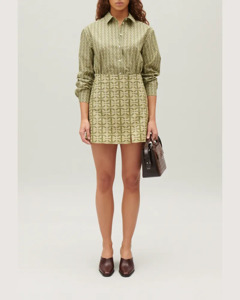 Claudie Pierlot Kurzer Trapez-Rock mit Monogramm Dunkler