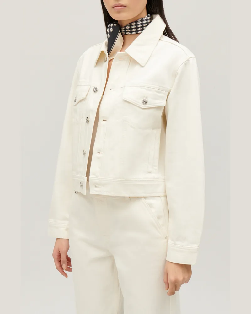 Claudie Pierlot Gerade geschnittene Jeansjacke Ecru Ecru