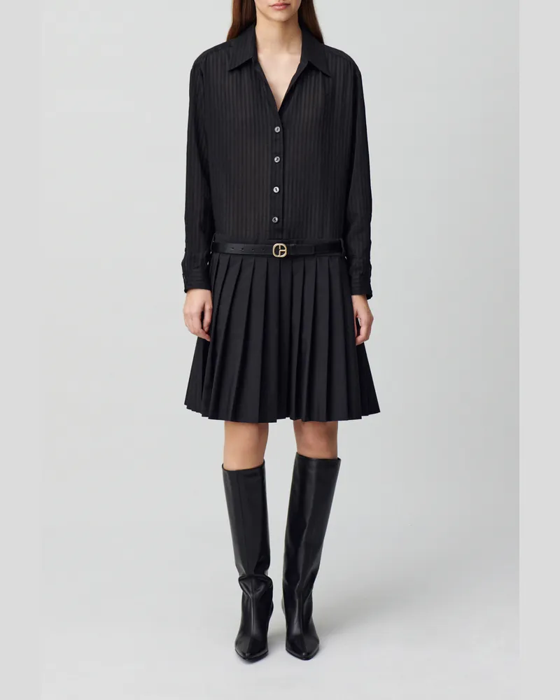 Claudie Pierlot Gestreiftes Zweiteiler-Kleid Schwarz