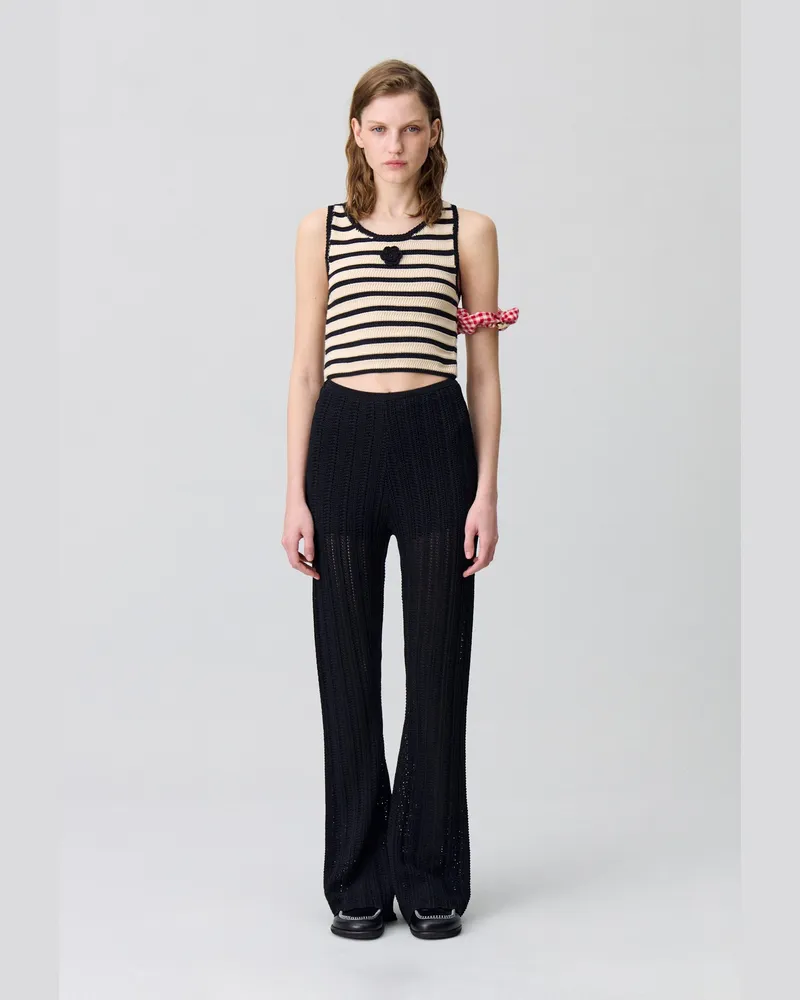 Claudie Pierlot Crochet-Hose mit fließendem Schnitt Schwarz