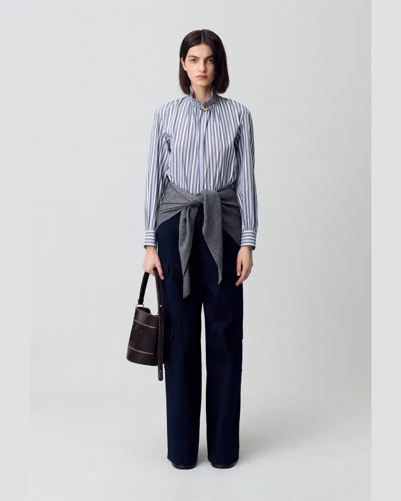 Claudie Pierlot Gestreifte Bluse mit Kragen Multico