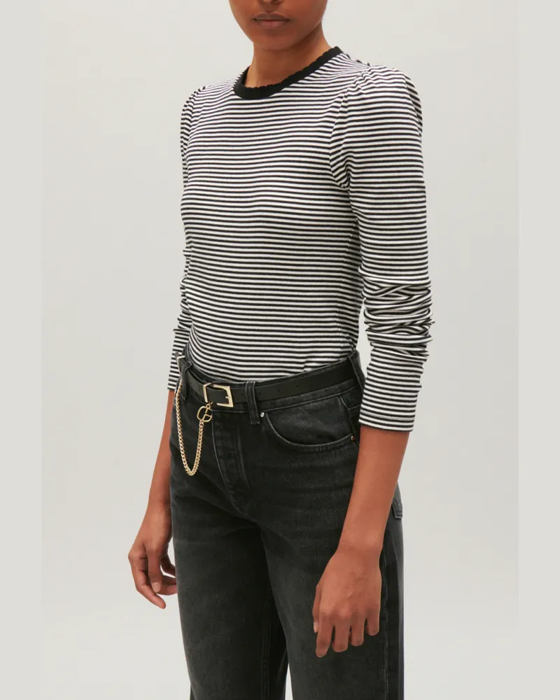 Claudie Pierlot T-Shirt mit zweifarbigen Streifen Zweifarbig