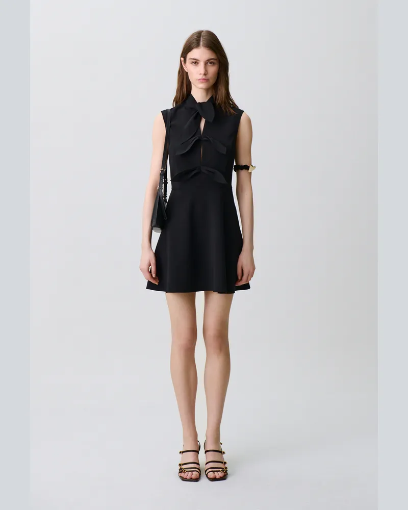 Claudie Pierlot Kurzes Kleid, Schluppenkragen Schwarz