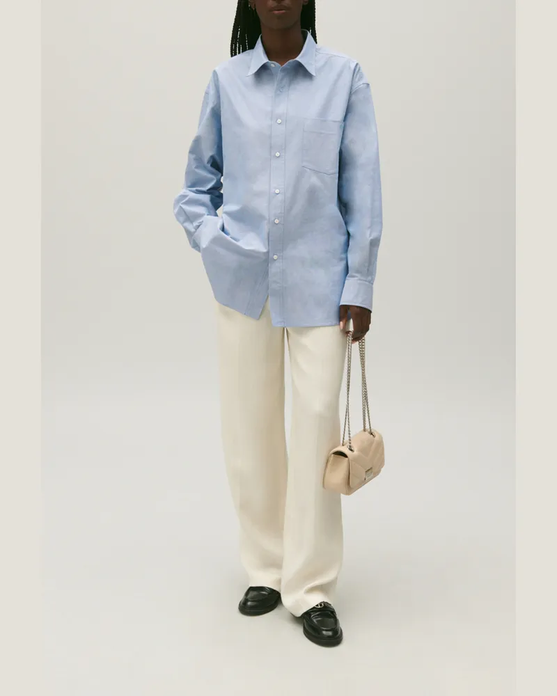 Claudie Pierlot Hemdbluse aus Baumwolle Hellblau Himmel-blau