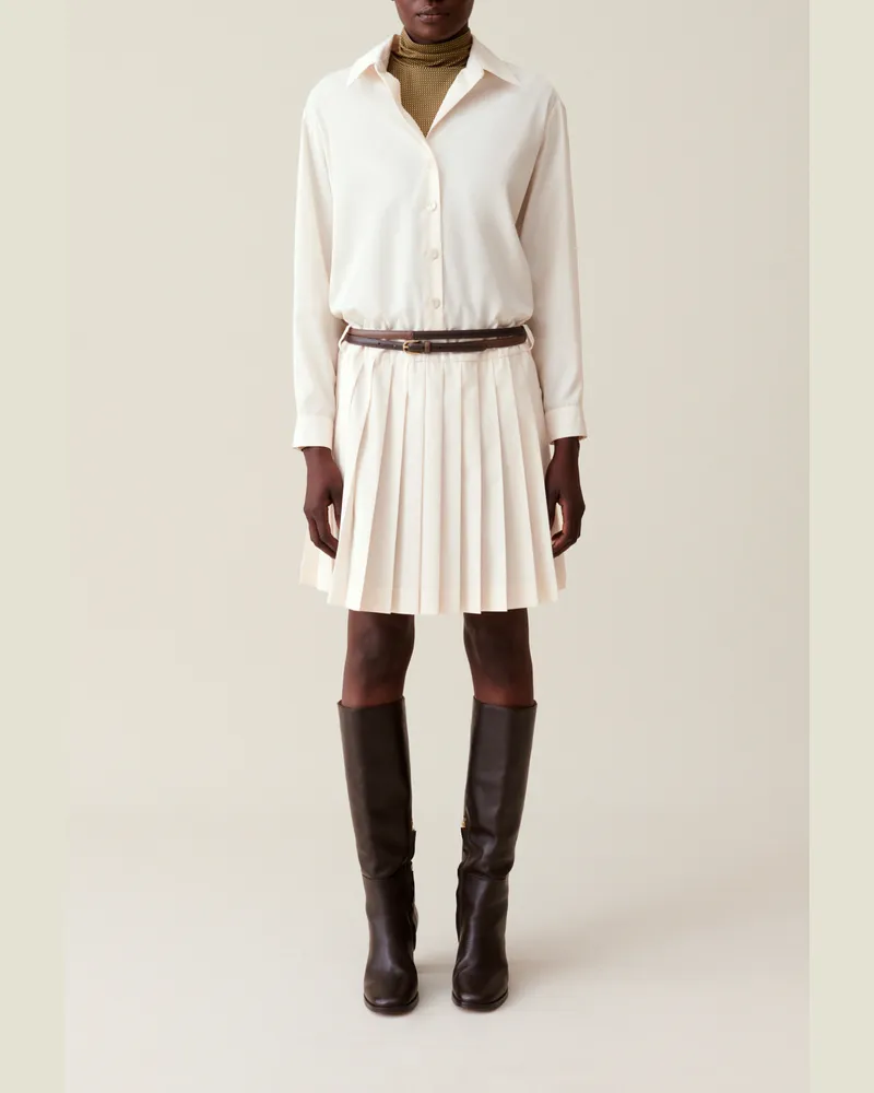 Claudie Pierlot Geknöpftes Hemdkleid mit Gürtel Ecru