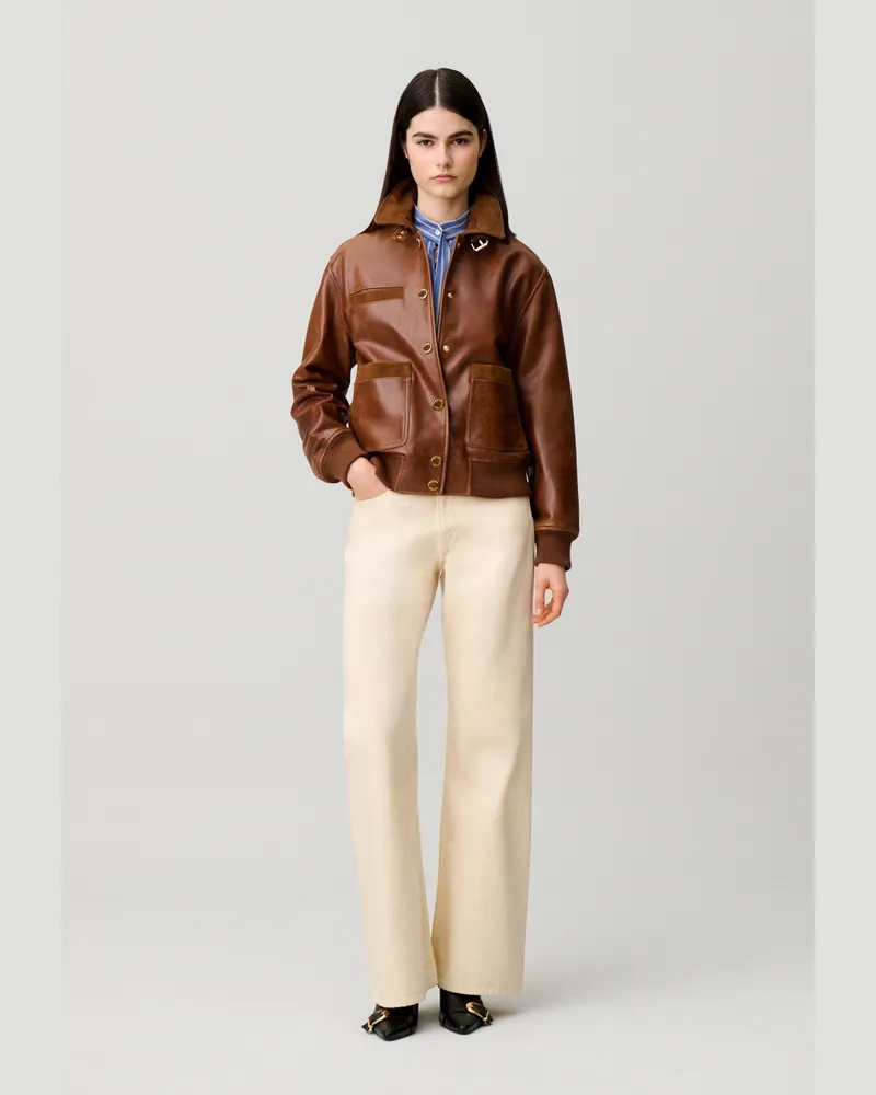 Claudie Pierlot Weiter Lederblouson Braun
