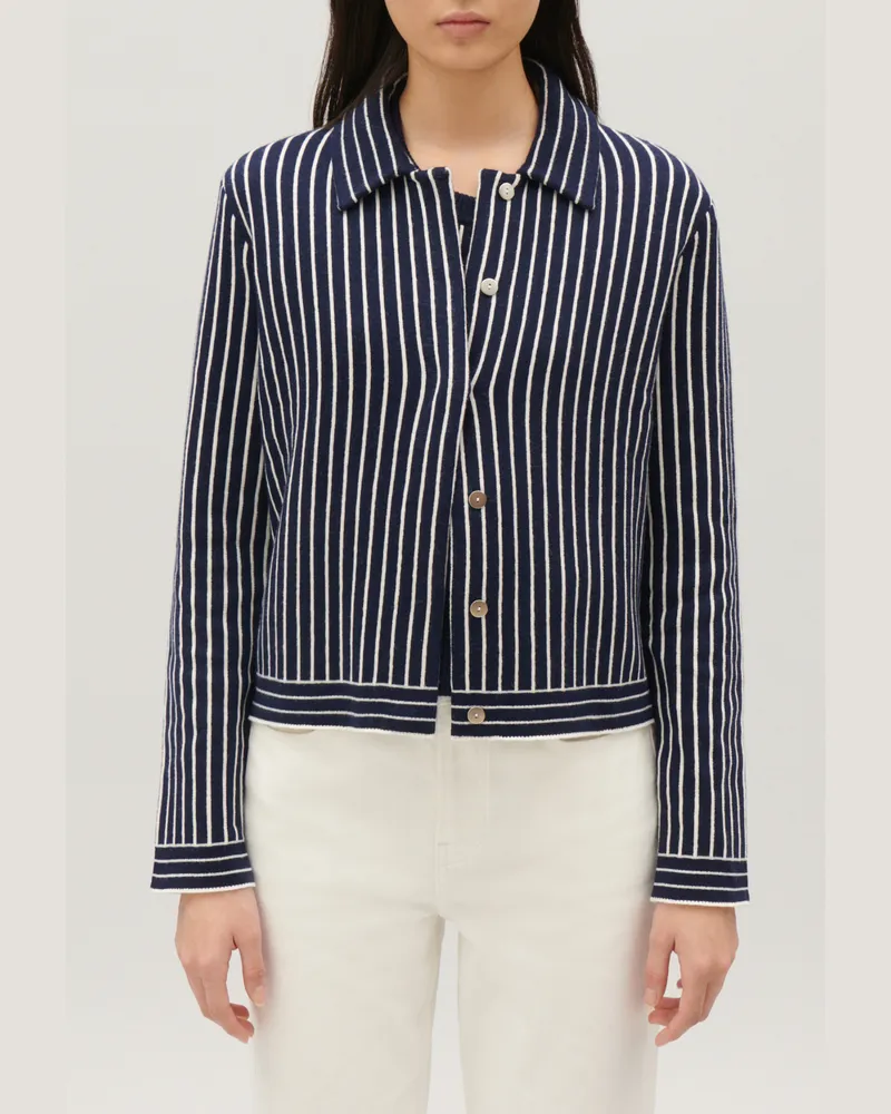 Claudie Pierlot Gestreifter Strick-Cardigan Marine
