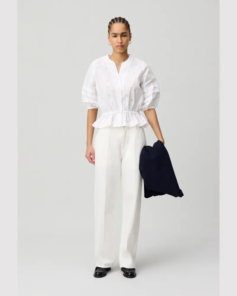 Claudie Pierlot Elastische bestickte Bluse Weiß