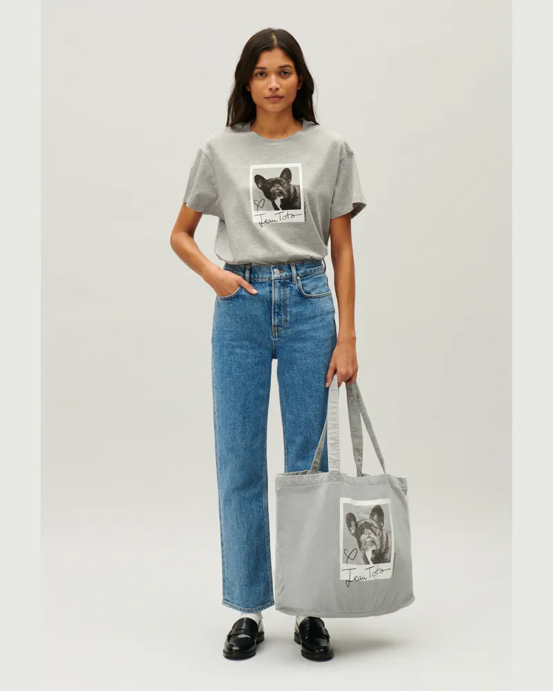 Claudie Pierlot T-Shirt mit Jean Toto Printmotiv Grau-meliert