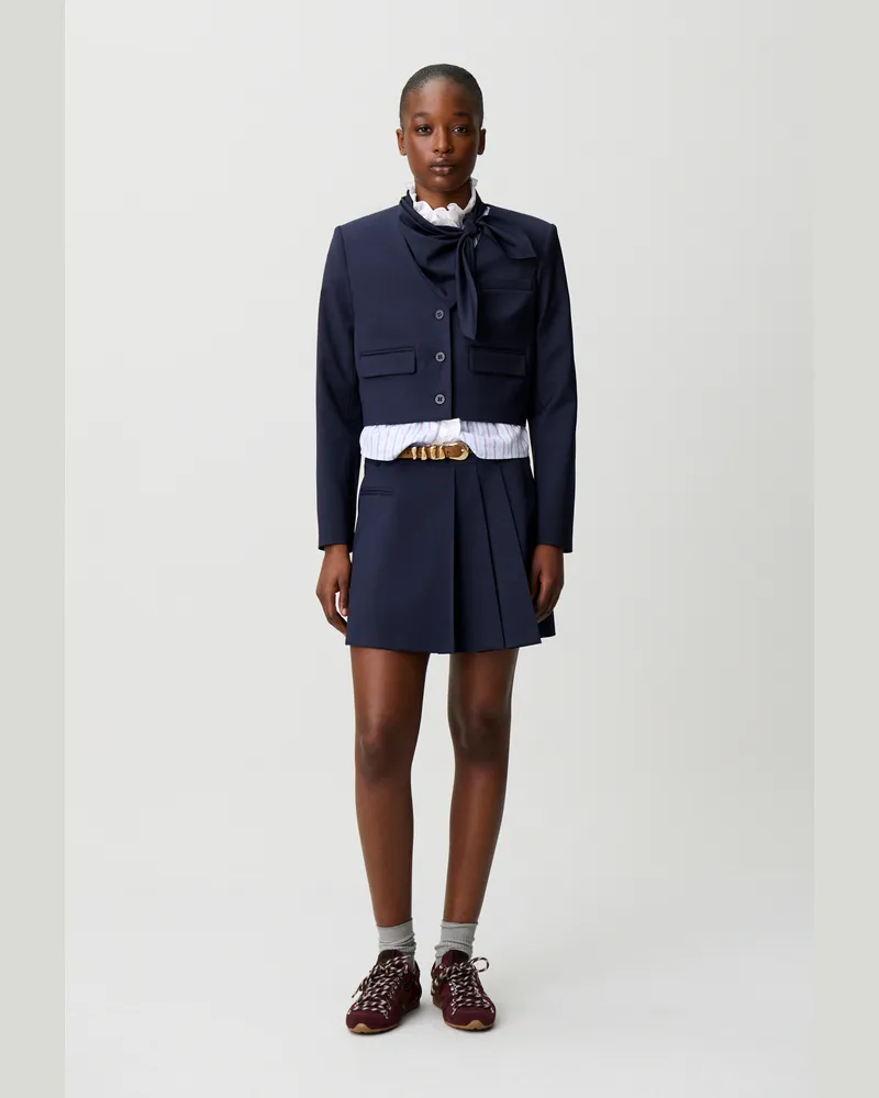 Claudie Pierlot Boxy-Jacke aus Wollmix Marine