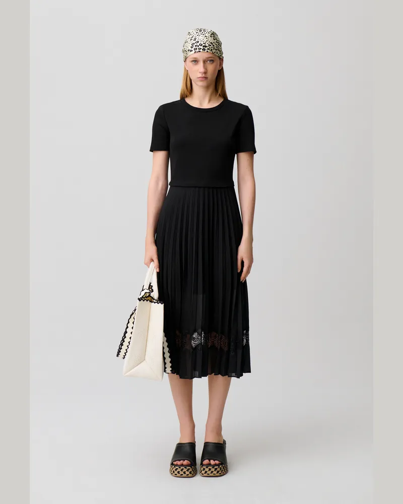 Claudie Pierlot Twist Zweifarbige Midikleid schwarz Schwarz