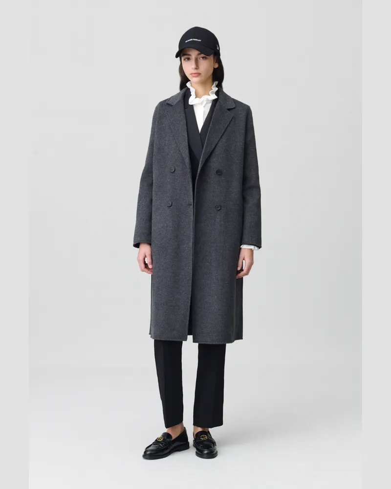 Claudie Pierlot Doppelseitiger Wollmantel, grau meliert Grau-meliert