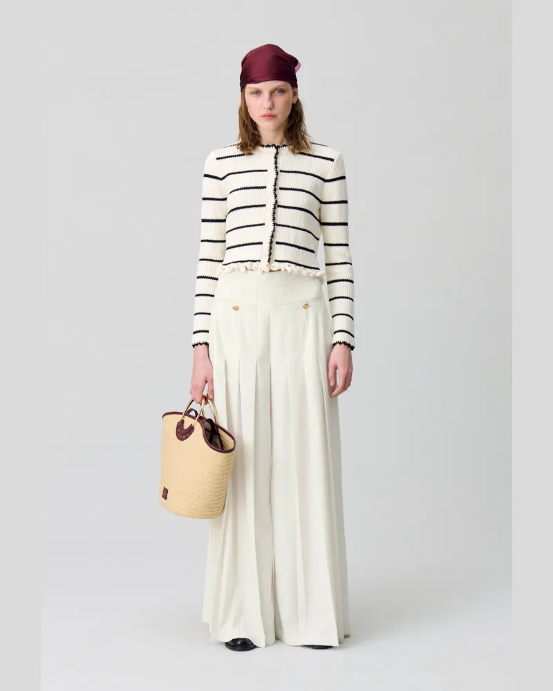Claudie Pierlot Weite Hose mit Falten Ecru