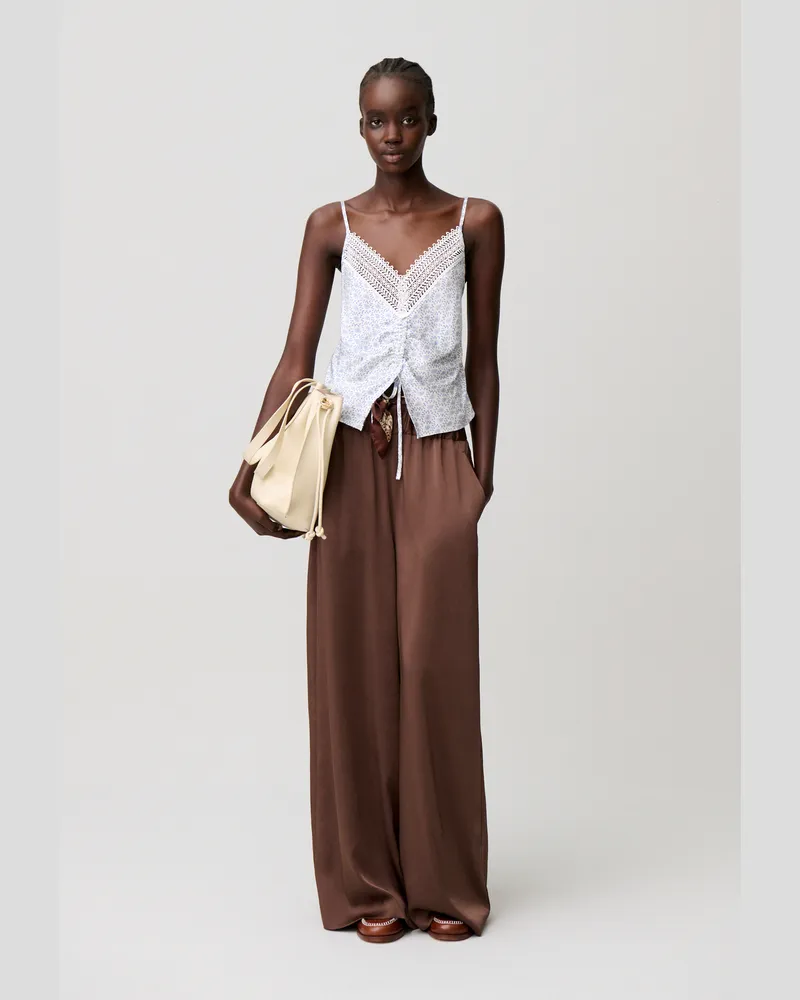 Claudie Pierlot Satin-Top mit Spitzendruck Heller