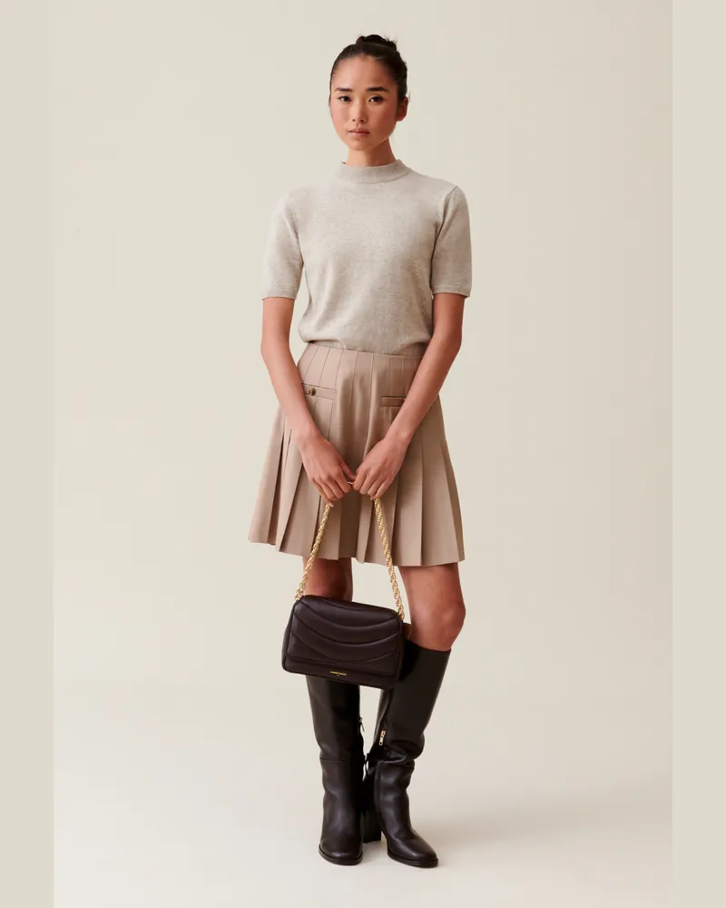 Claudie Pierlot Kurzer Faltenrock Beige