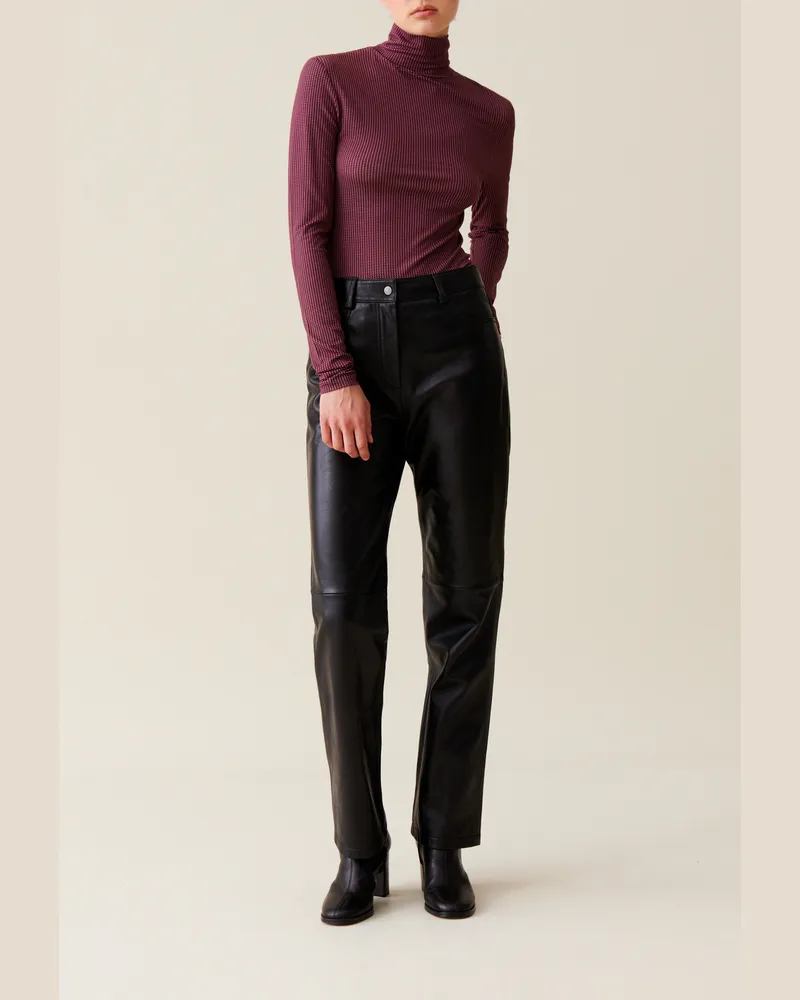 Claudie Pierlot Eng anliegender Rollkragentop Rosa