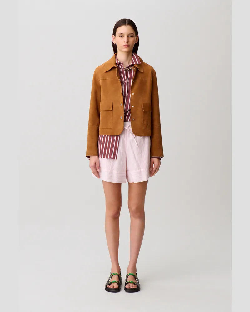 Claudie Pierlot Gestreifte Shorts Blass-rosa