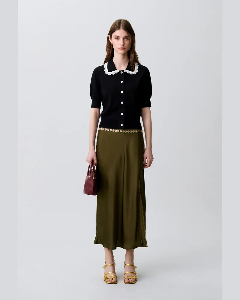 Claudie Pierlot Spitzenstrick-Cardigan Zweifarbig