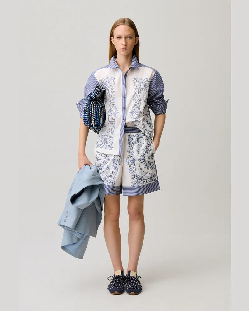 Claudie Pierlot Gestreiftes Baumwollhemd Zweifarbig