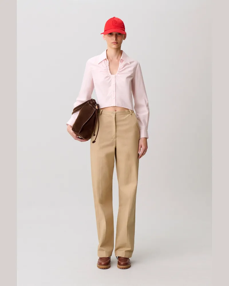 Claudie Pierlot Popelinehemd aus Baumwolle Blass-rosa