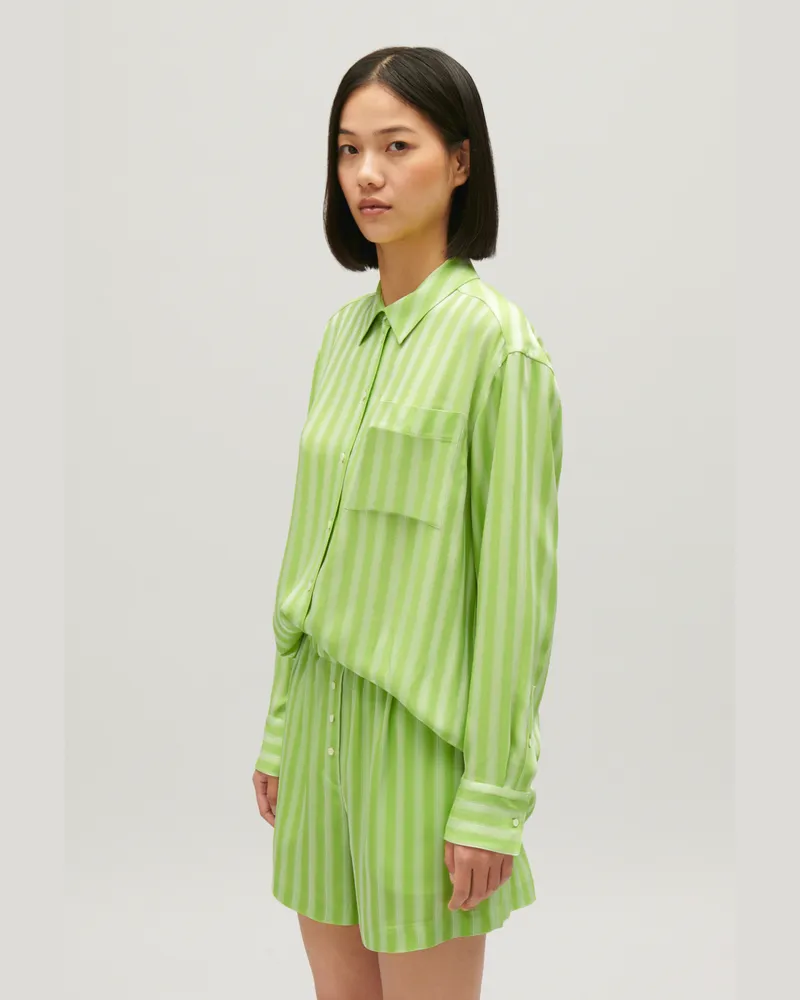 Claudie Pierlot Fließende Hemdbluse mit Matcha-Streifen Matcha