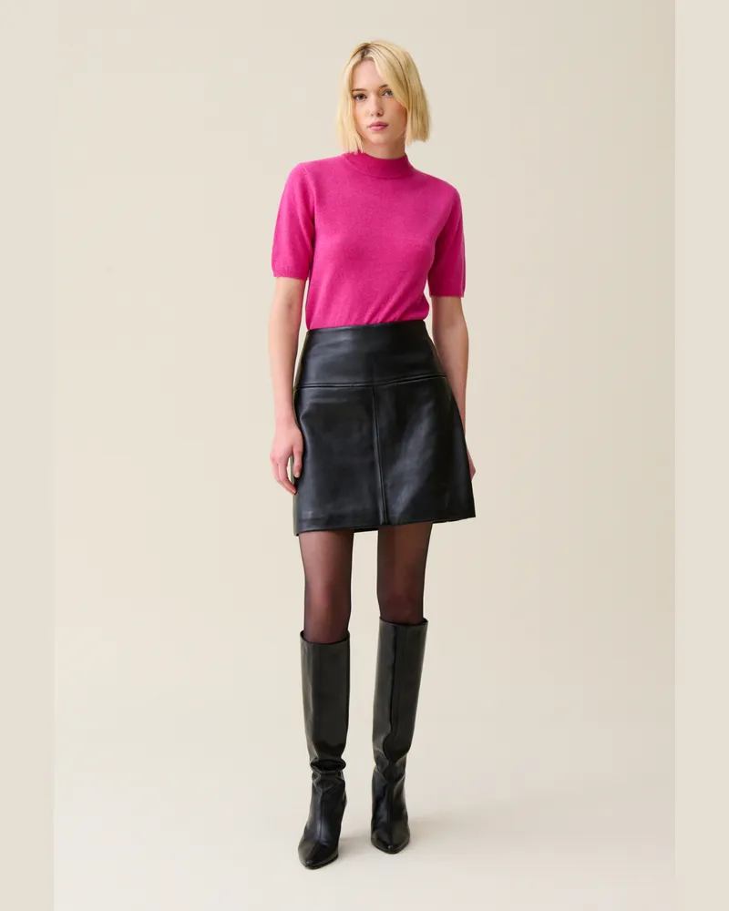 Claudie Pierlot Kurzer Lederrock Schwarz