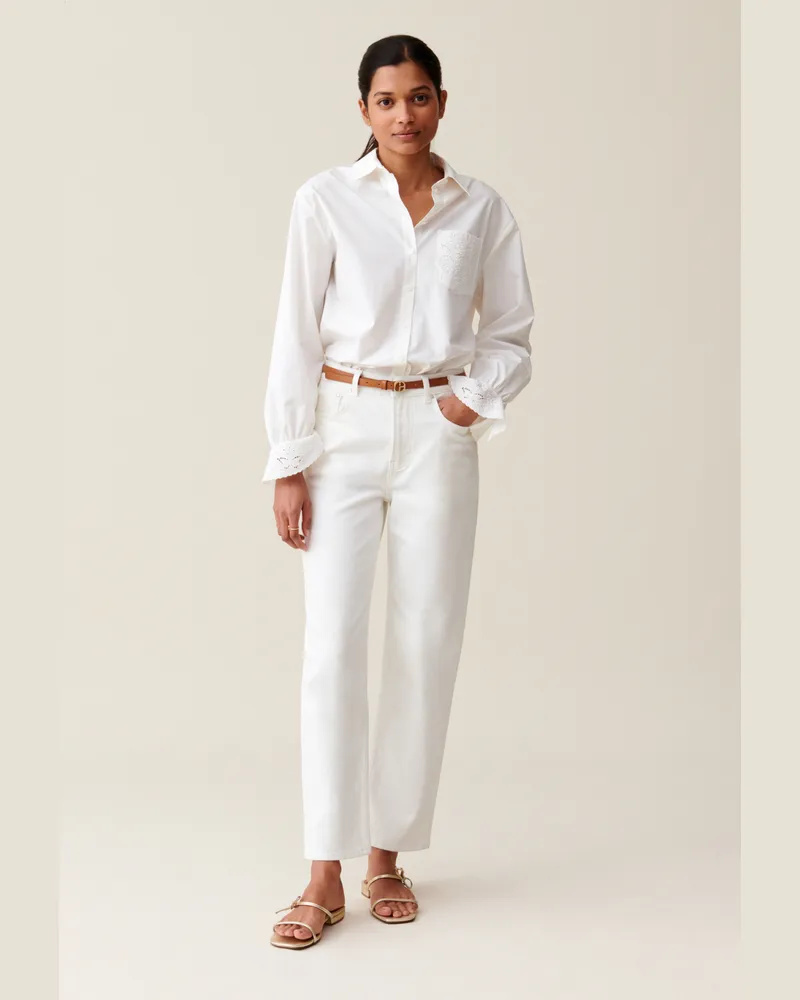 Claudie Pierlot Bestickte weiße Bluse Weiß