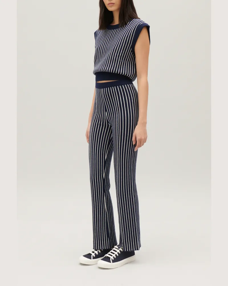 Claudie Pierlot Gestreifte Strickhose Marine