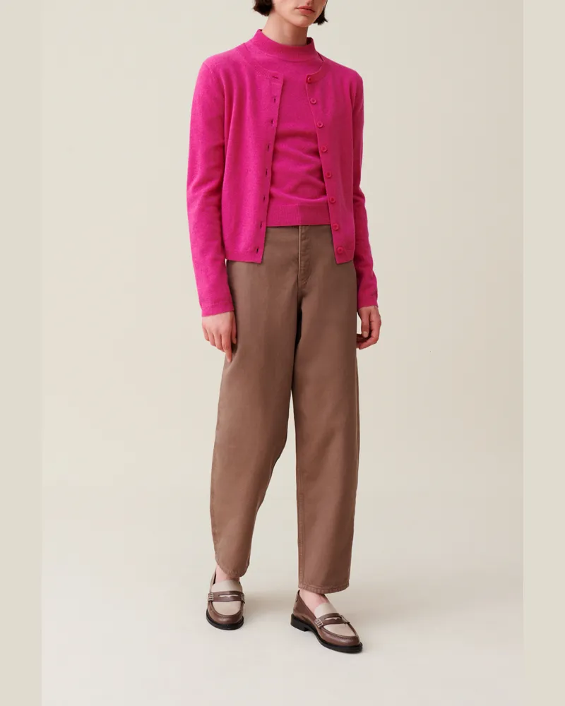 Claudie Pierlot Wollcardigan mit CP-Stickerei Rosa