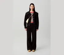 Schwarze Denimjacke Vareuse-Kragen