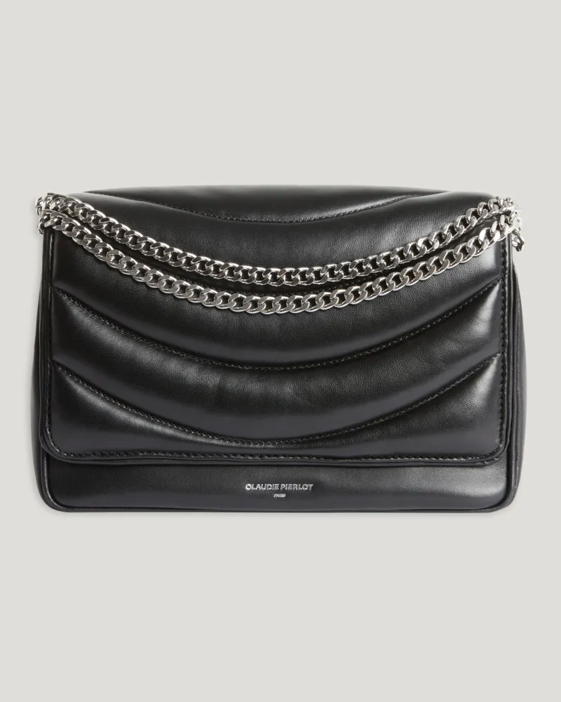 Claudie Pierlot Angeli-Tasche aus schwarzem Steppleder Schwarz