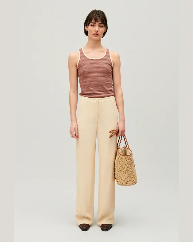 Claudie Pierlot Gestreiftes Tanktop Braun Zweifarbig