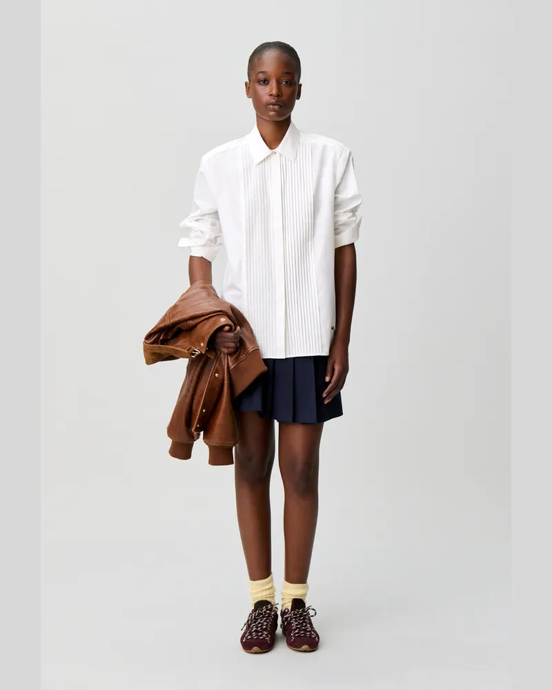Claudie Pierlot Popeline-Hemd Claudie-Stickerei Ecru