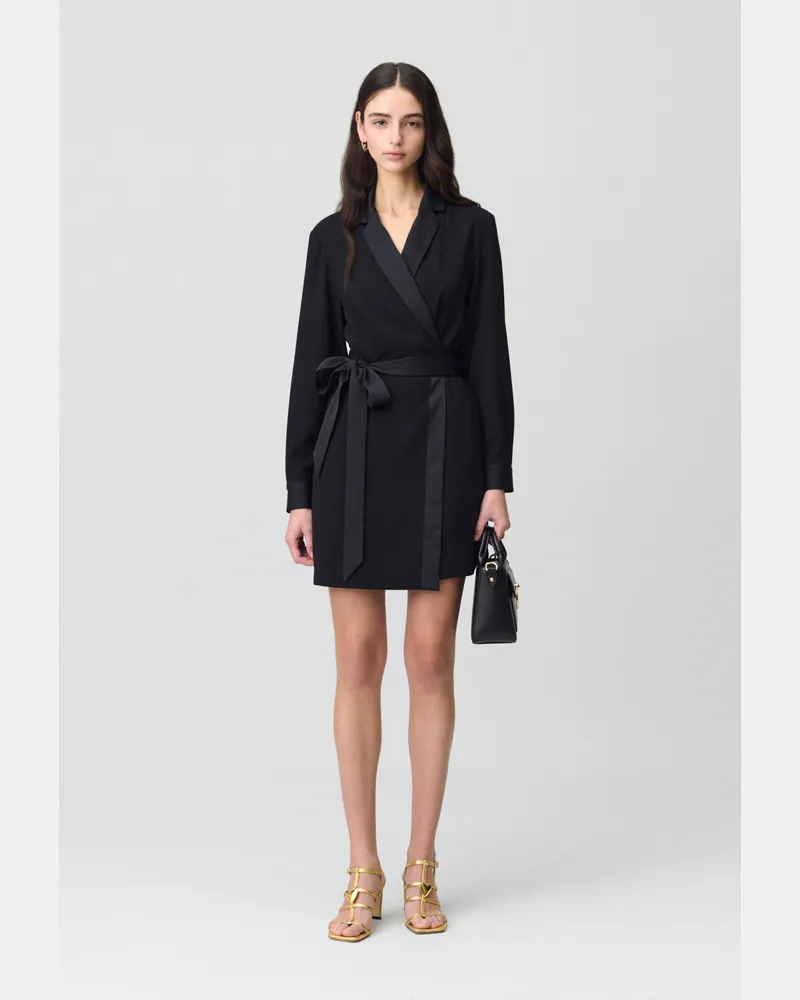 Claudie Pierlot Wickelkleid mit Reverskragen Schwarz
