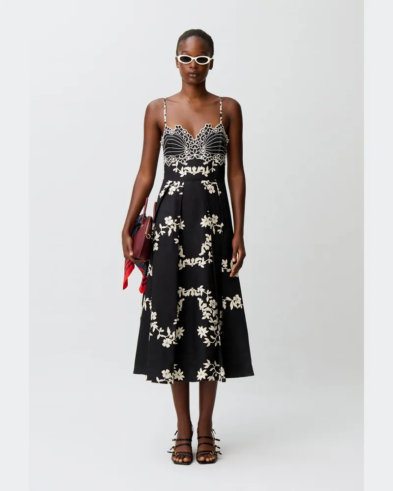 Claudie Pierlot Trägerkleid mit Blumenstickerei Dunkler