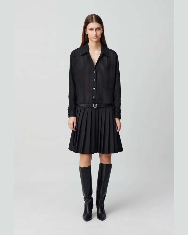 Claudie Pierlot Gestreiftes Zweiteiler-Kleid Schwarz