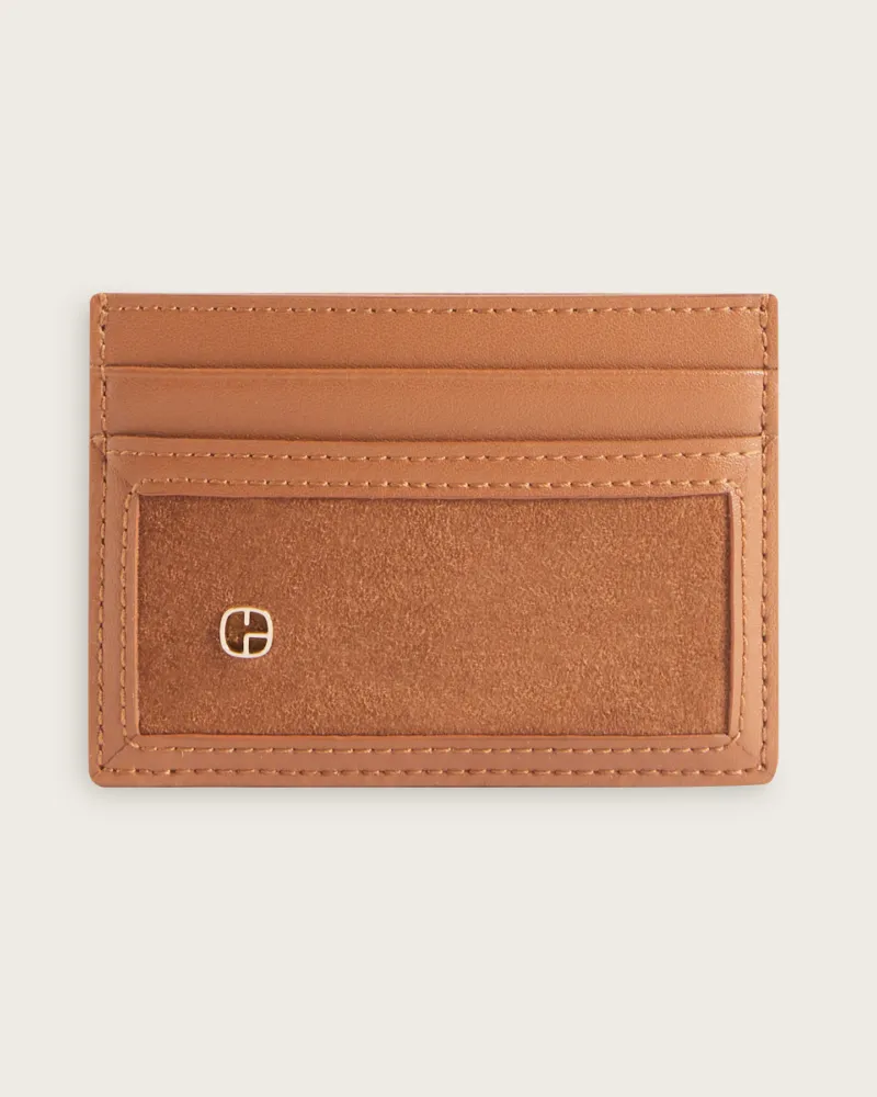 Claudie Pierlot Kartenetui aus Veloursleder Karamell