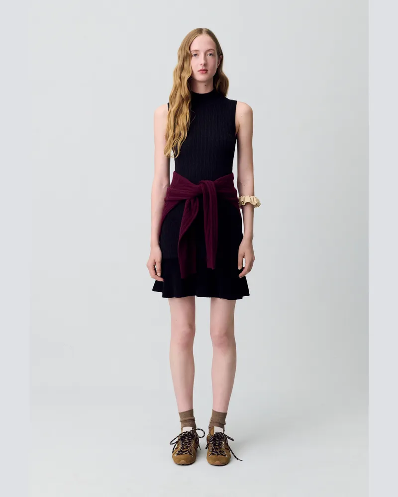 Claudie Pierlot Rollkragen-Strickkleid Schwarz