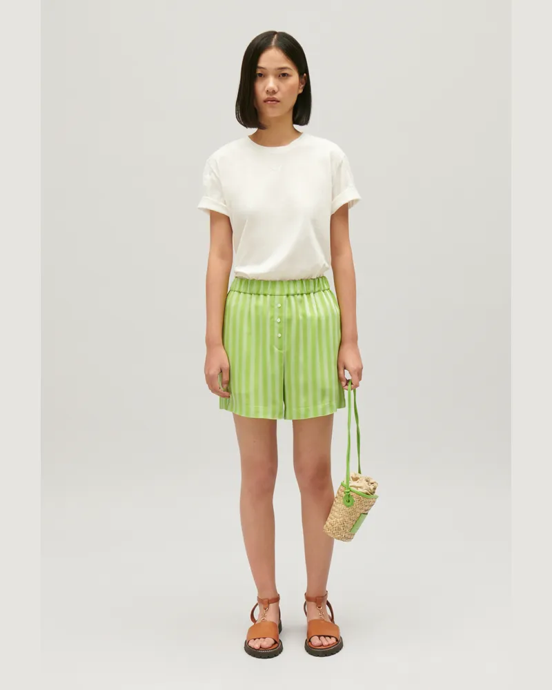 Claudie Pierlot Fließende Shorts mit Matcha-Streifen Matcha
