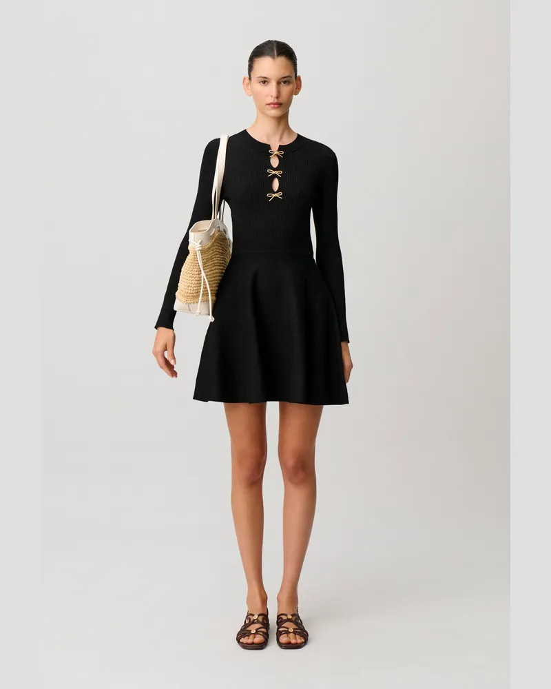 Claudie Pierlot Kurzes Strickkleid mit Knoten Schwarz