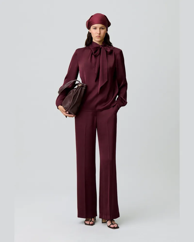 Claudie Pierlot Fließende Bluse Lavallière-Kragen Bordeaux