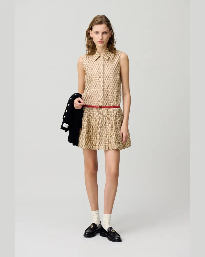 Claudie Pierlot Kurzärmliges Kleid mit Print Heller