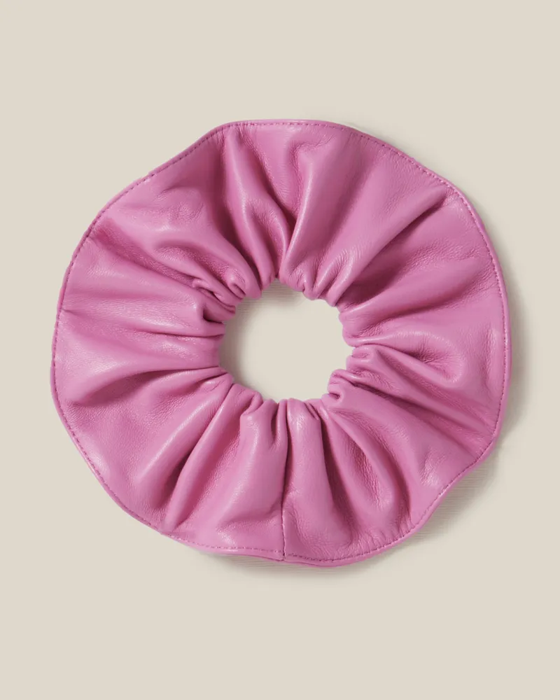 Claudie Pierlot Leder-Scrunchie mit Ziernaht Rosa