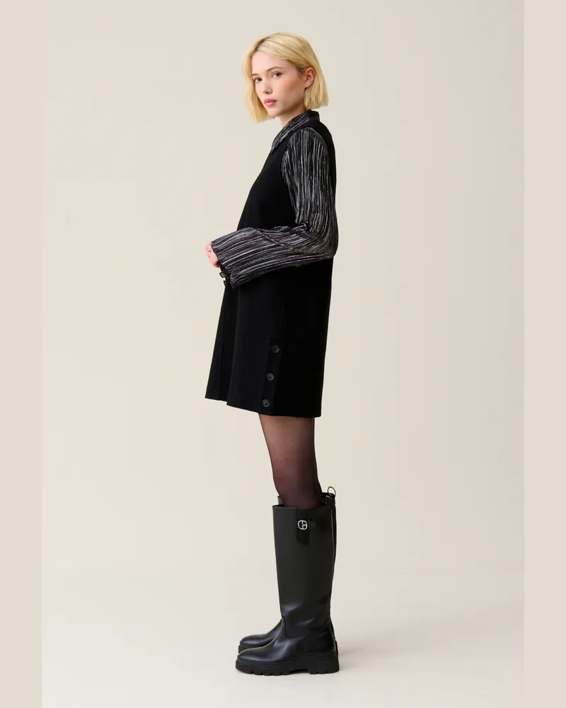 Claudie Pierlot Ärmelloses kurzes Kleid Schwarz