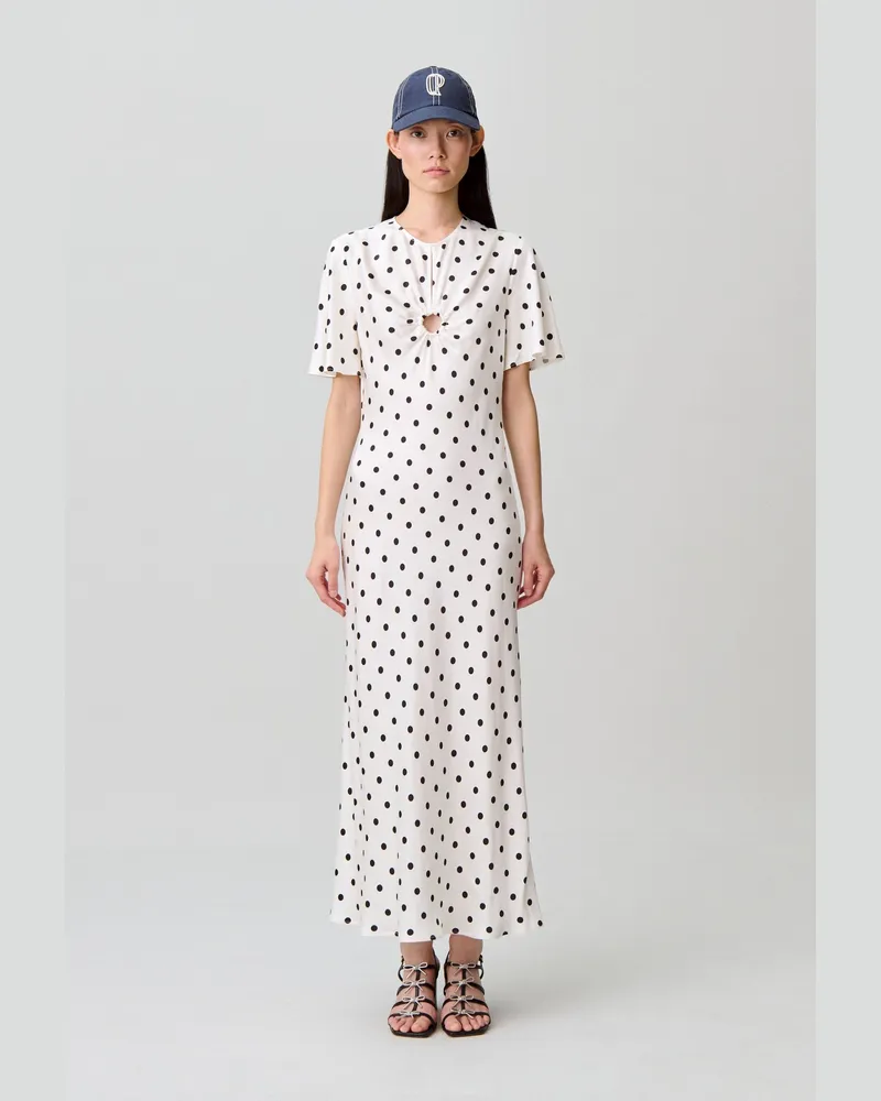 Claudie Pierlot Langes Satinkleid mit Punkten Zweifarbig