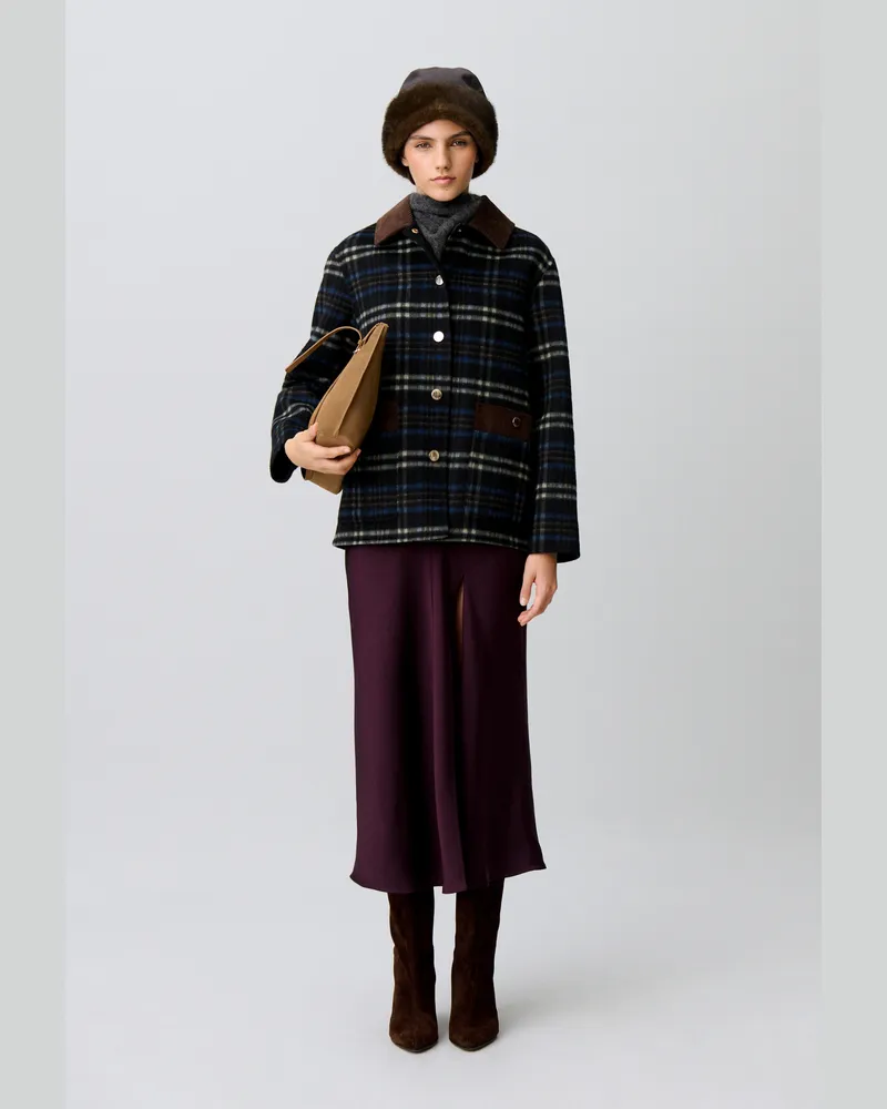 Claudie Pierlot Karierter Wollmix-Mantel Multico