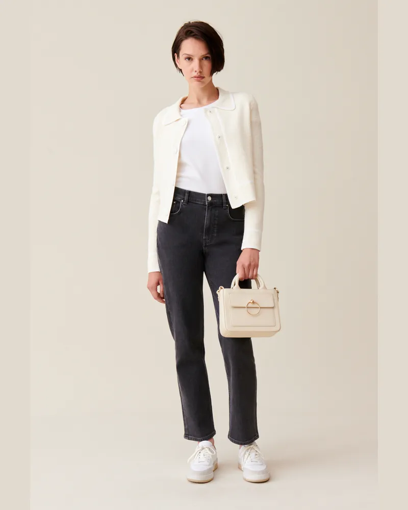 Claudie Pierlot Melierte Strickjacke mit Einfassungen Elfenbein