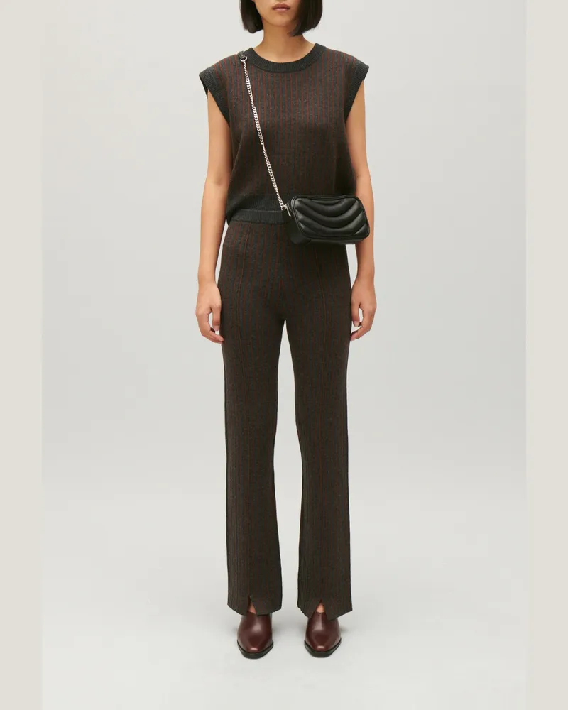 Claudie Pierlot Gestreifte Strickhose Zweifarbig