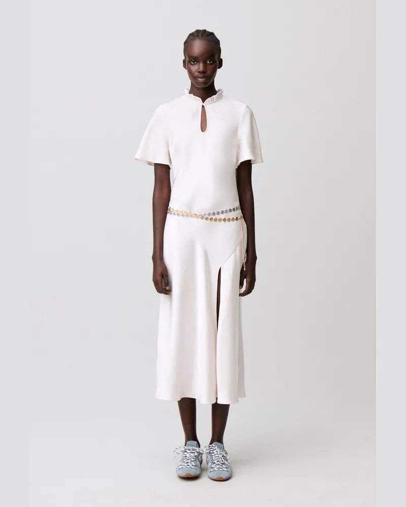 Claudie Pierlot Fließendes Midi-Kleid Elfenbein